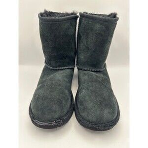 UGG Kids Classic II Boots Black Suede Shearling Size 4 Style 1017703K